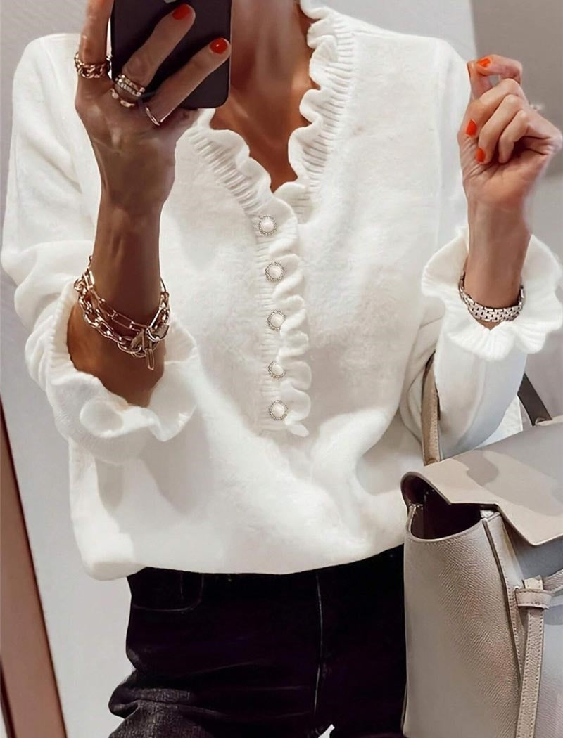 Ruffled Button-Up Blouse