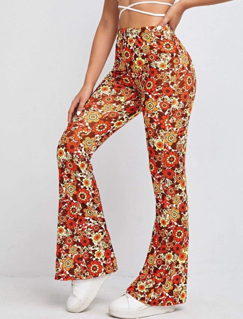 Floral Print Flared Pants