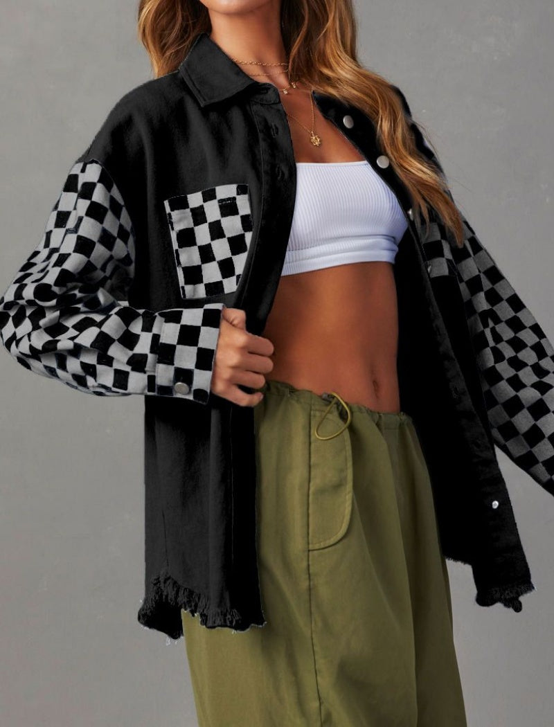 Checkered Button-Up Jacket