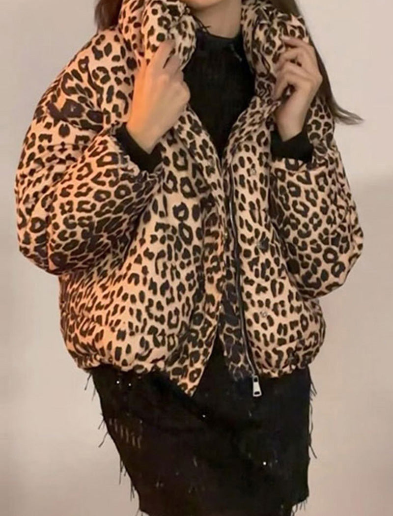 Cozy Leopard Print Puffer Jacket