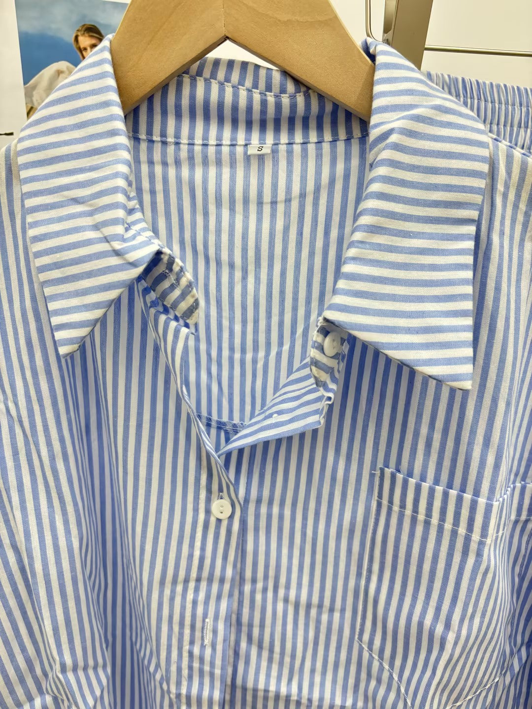 Striped Button-Up Shirt and Shorts Set