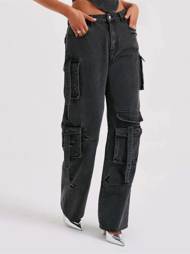 Low-Rise Cargo Jeans