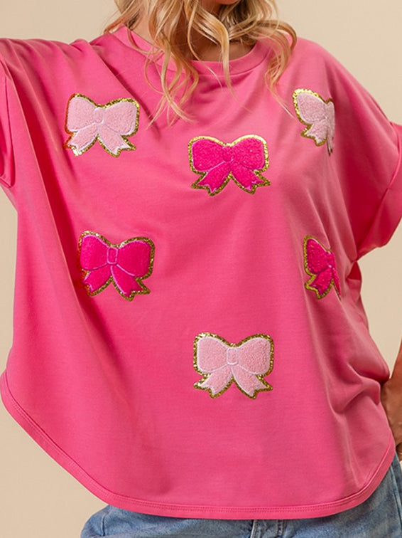 Bow Print Short-Sleeve Tee