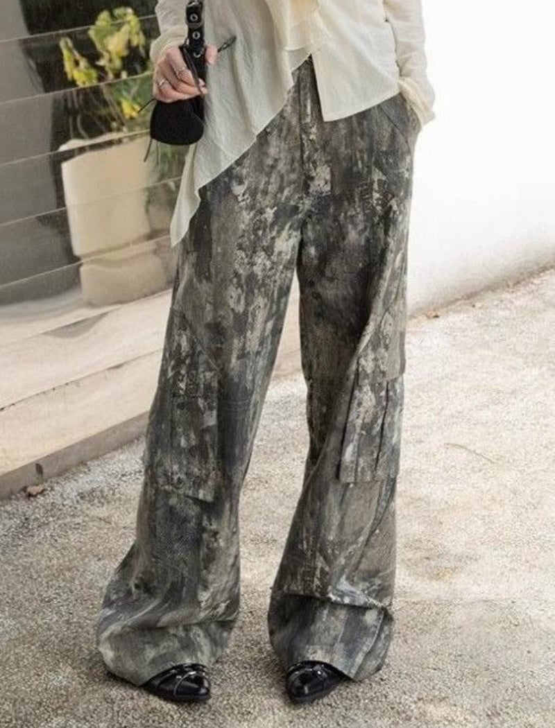 Abstract Print Wide-Leg Pants