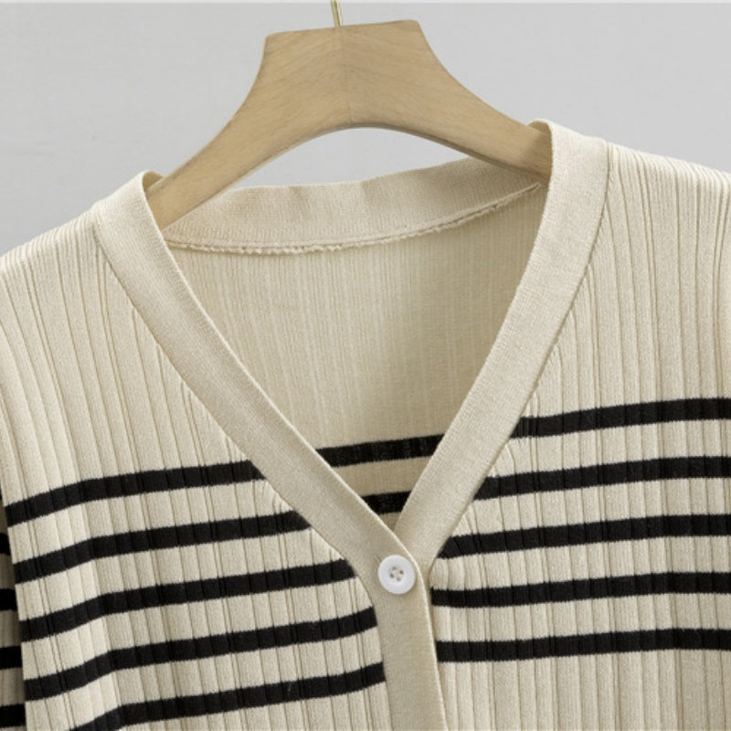 Striped Knit Cardigan and Pants Set