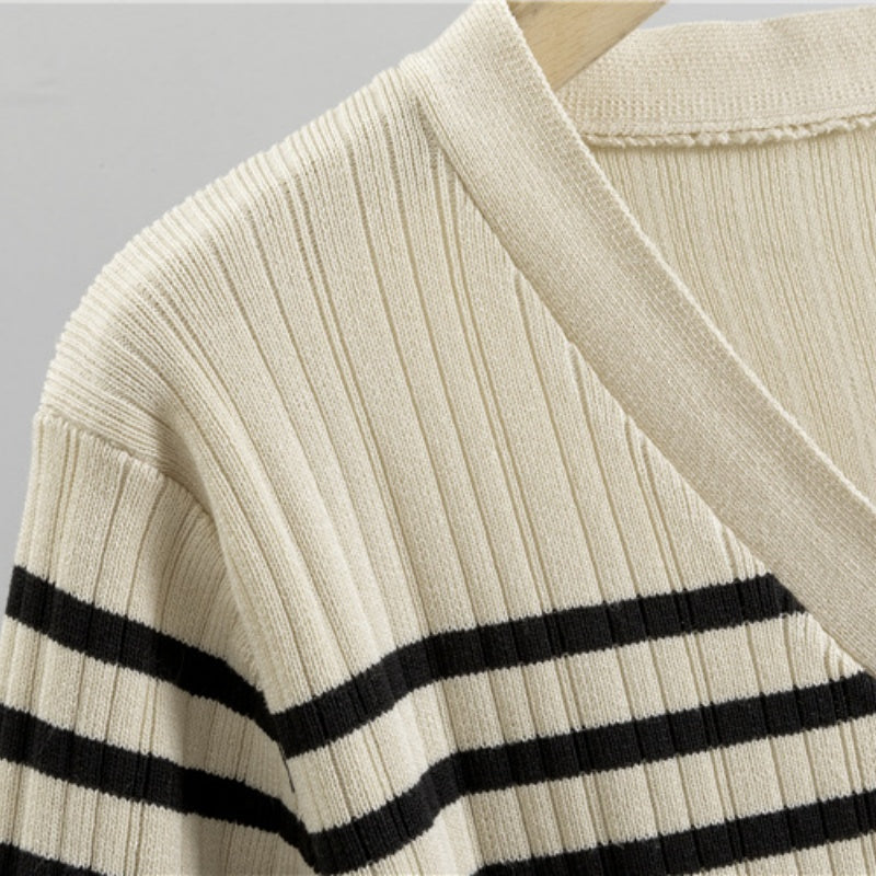 Striped Knit Cardigan and Pants Set