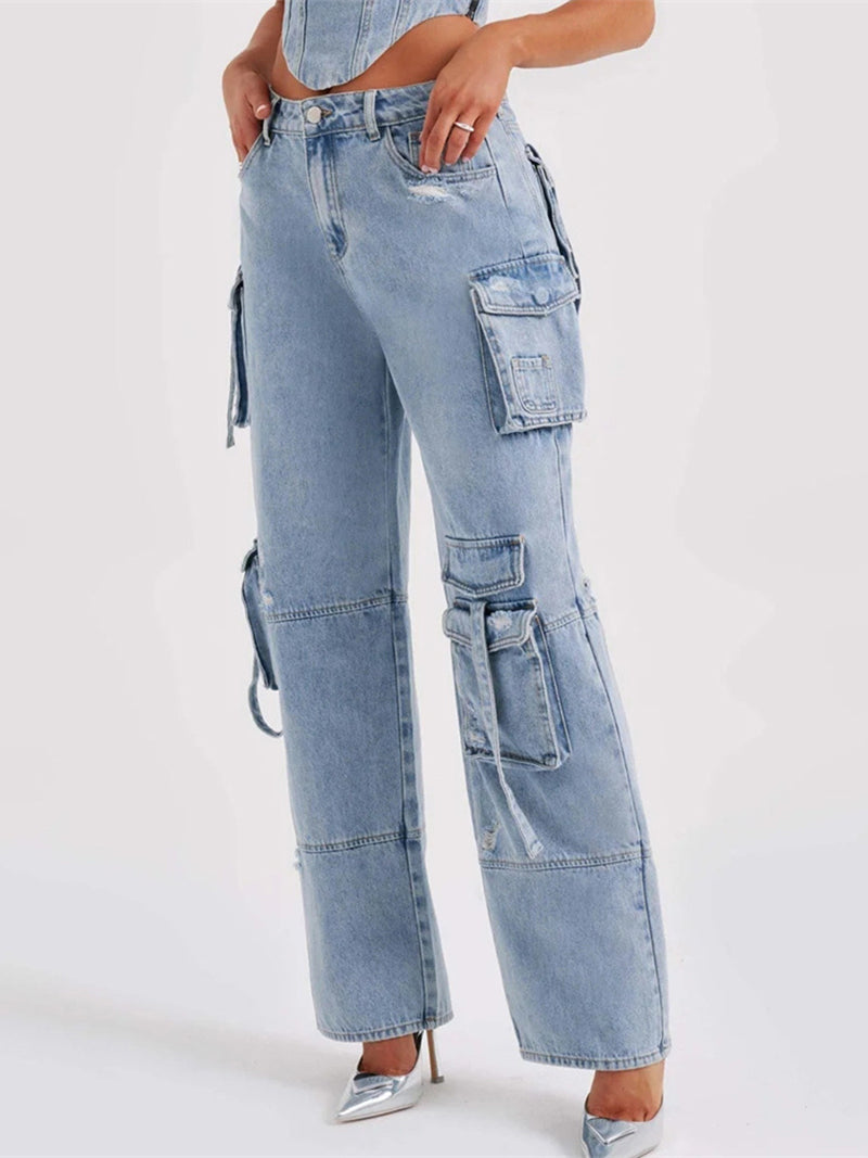 Low-Rise Cargo Jeans