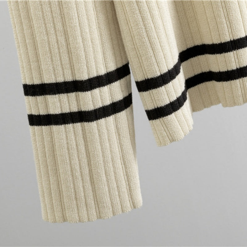 Striped Knit Cardigan and Pants Set