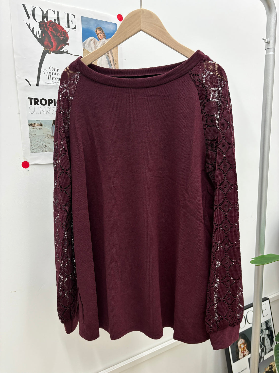 Lace Patchwork Loose Fit Long Sleeve Top