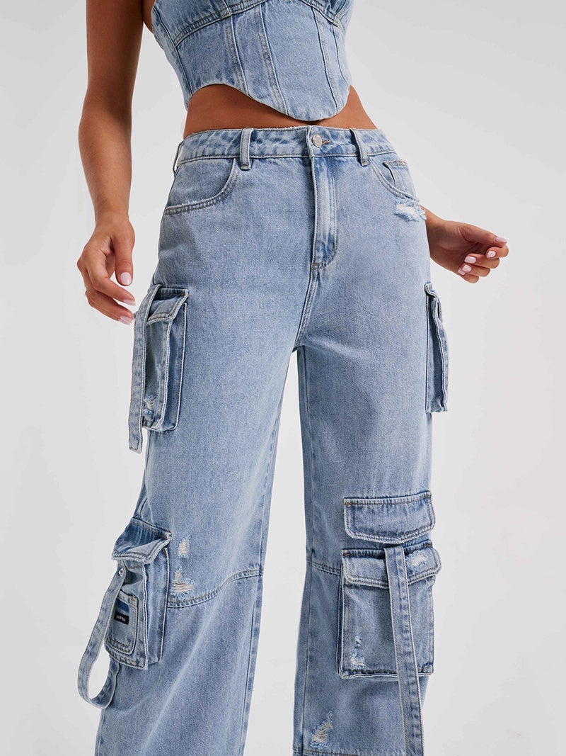 Low-Rise Cargo Jeans