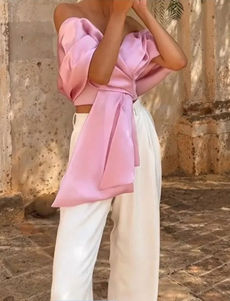 Off-Shoulder Ruched Wrap Top