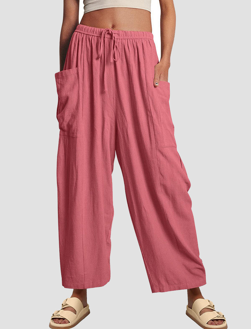 High-Rise Wide-Leg Drawstring Pants