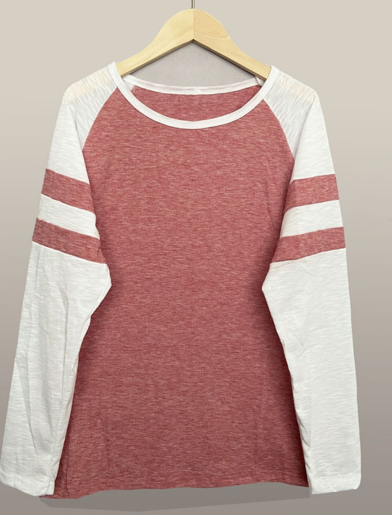 Striped Long Sleeve Baseball Tee