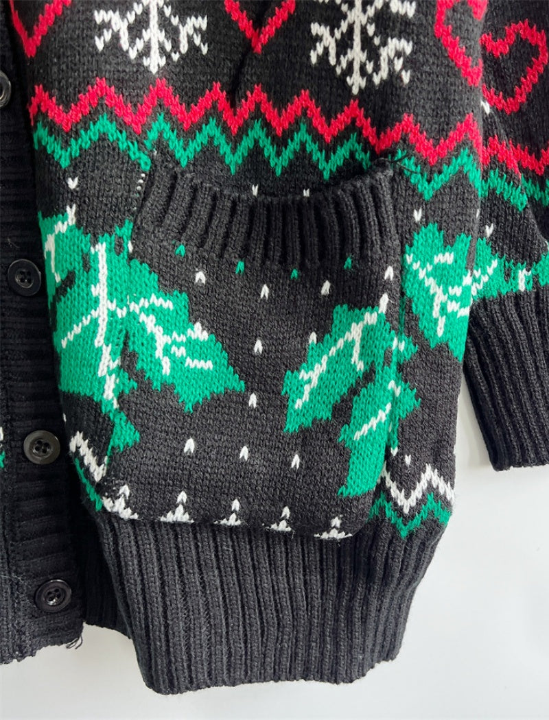 Holiday Cardigan with Festive Prints