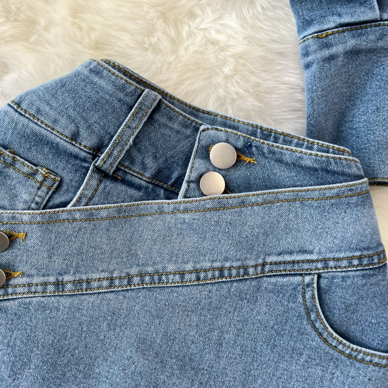 Cropped Denim Jacket and High-Rise Shorts Set
