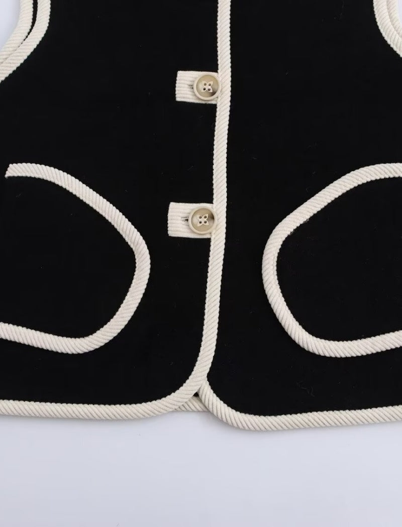 Fleece Button-Up Vest with Pockets