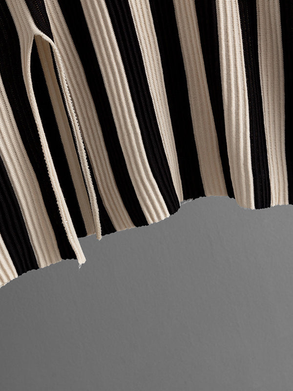 Striped Short-Sleeve Top & Wide-Leg Pants Set