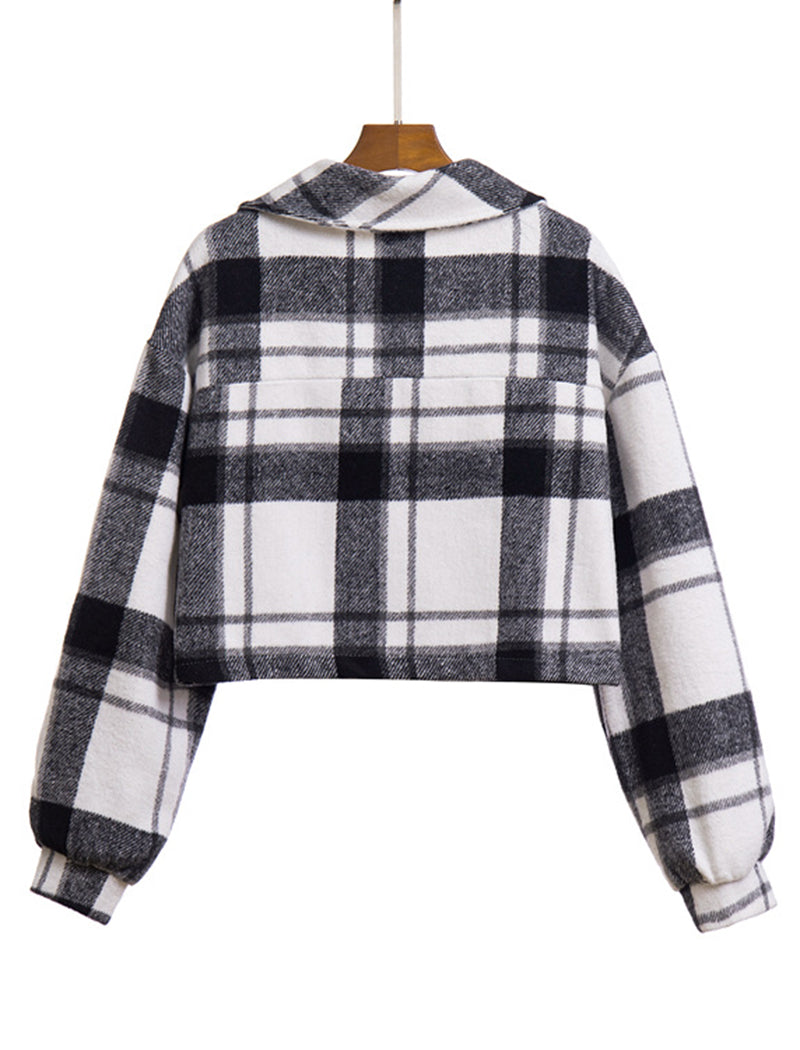 Plaid Lantern Sleeve Coat