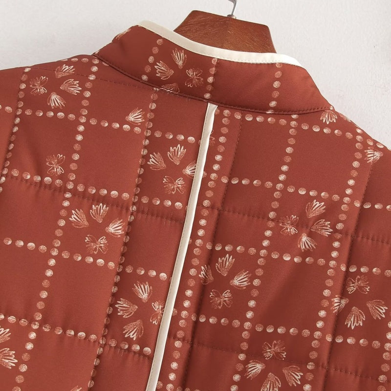 Quilted Floral Pattern Jacket