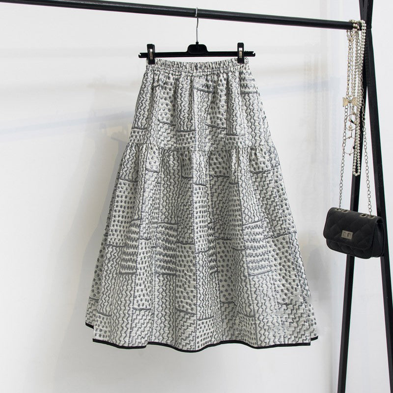 Patchwork Tiered Midi Skirt