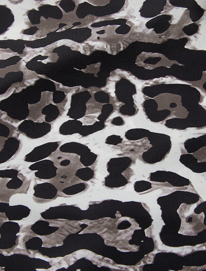 Wide-Leg Satin Animal Print Pants