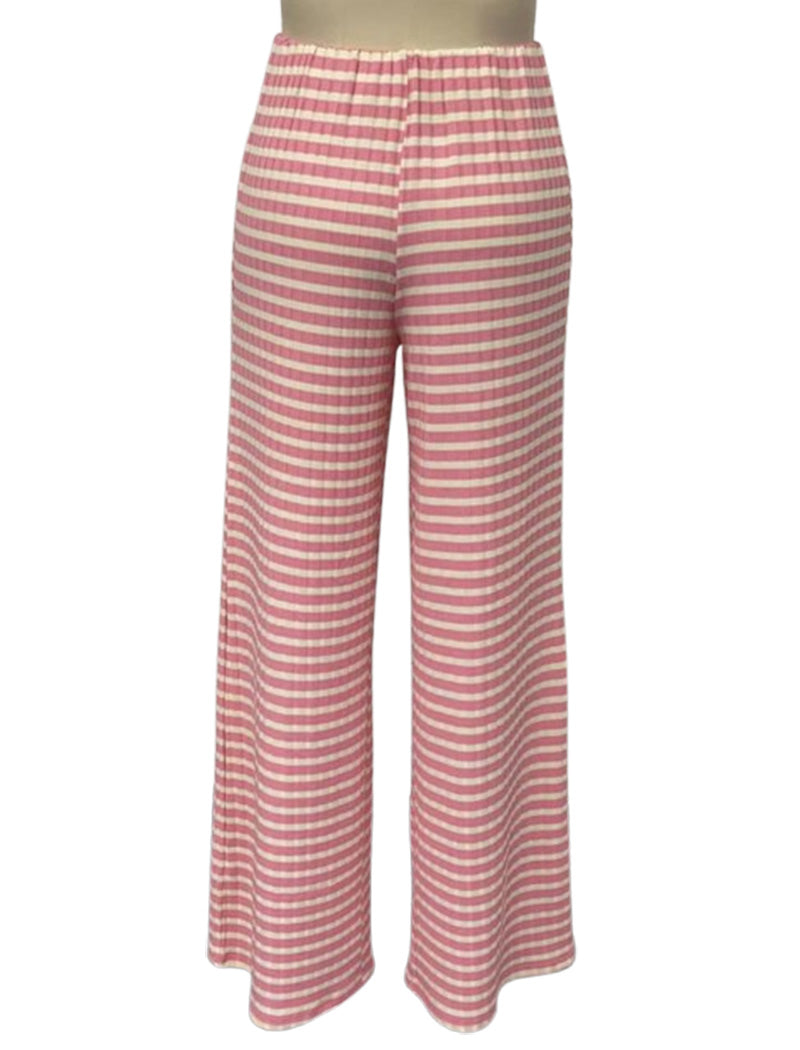 Striped Drawstring Wide-Leg Pants