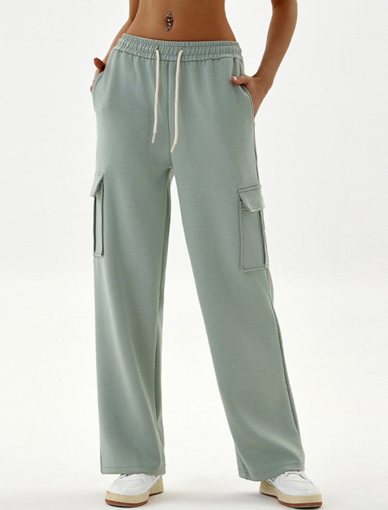 Cargo Style Cropped Top and Wide-Leg Pants Set