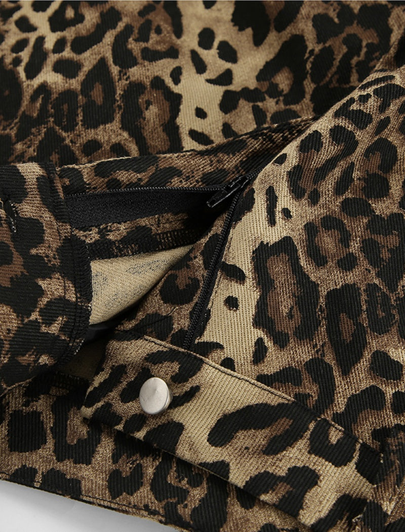 Leopard Print Wide-Leg Jeans