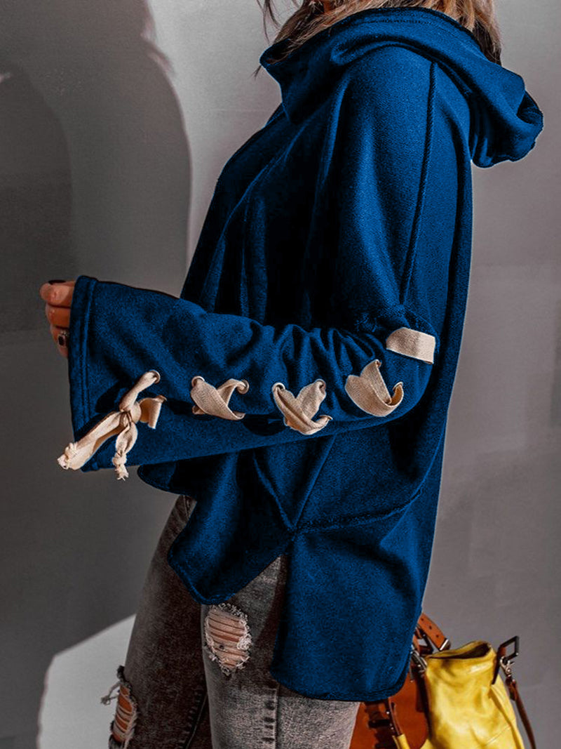 Oversized Hooded Long-Sleeve Pullover