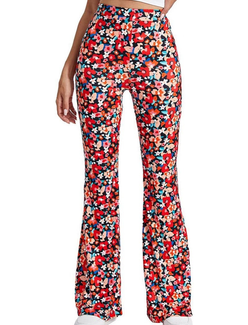 Floral Print Flared Pants