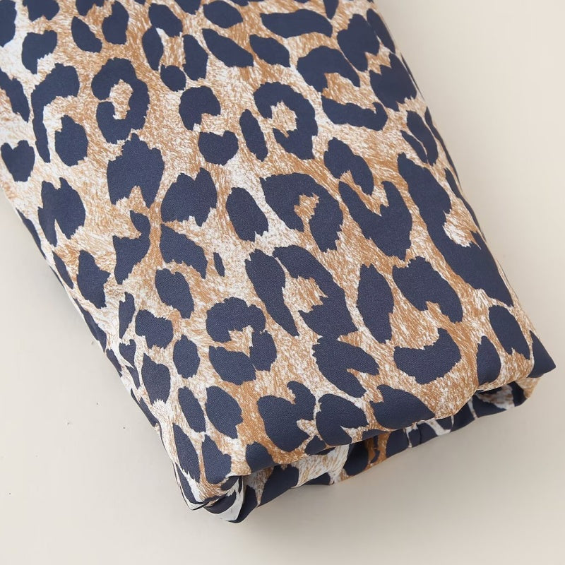 Leopard Print Zip-Up Puffer Jacket