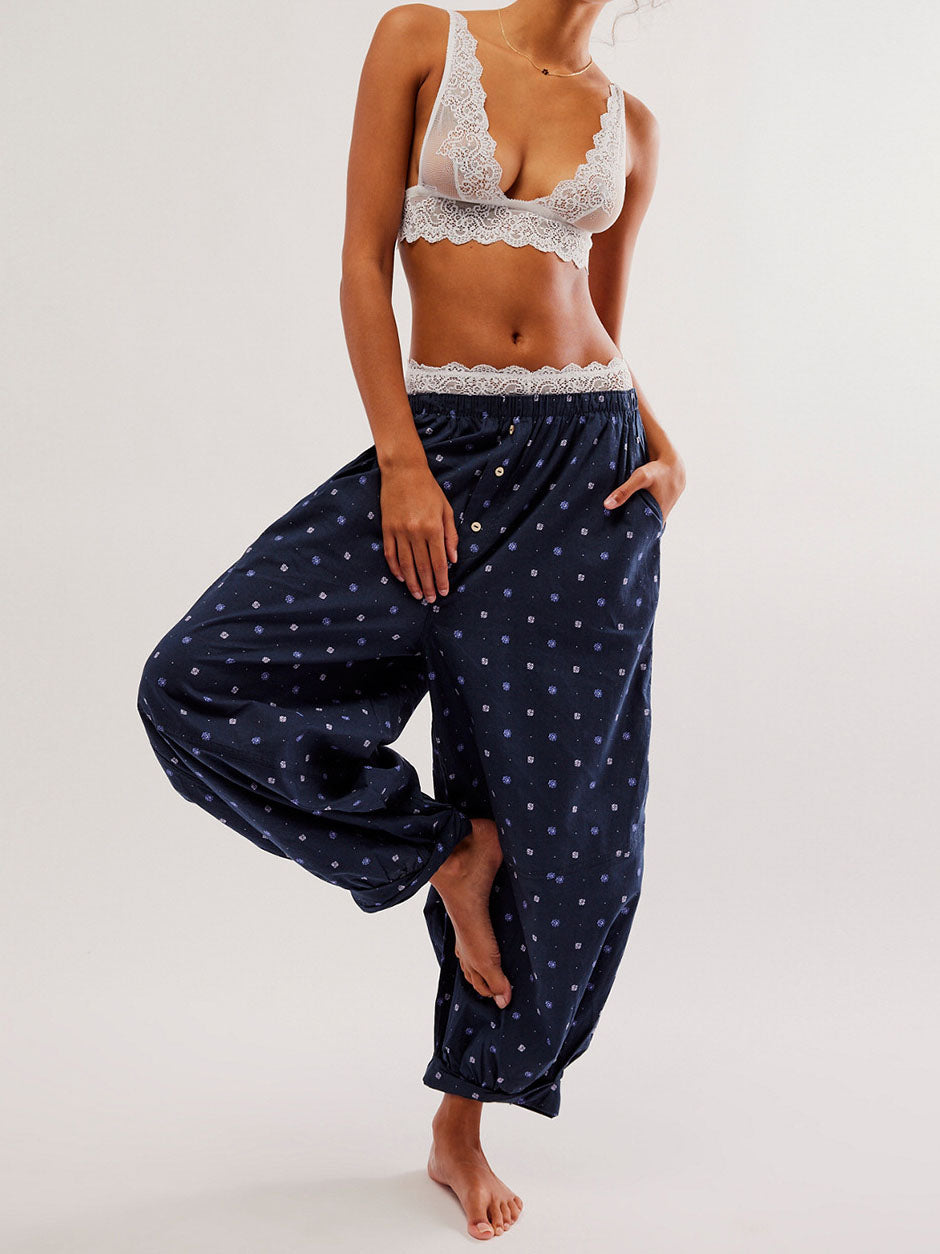 Floral Print Buttoned Pants