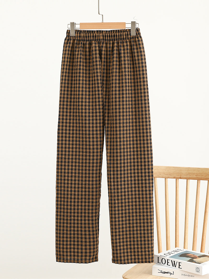 Checkered Wide-Leg Pants