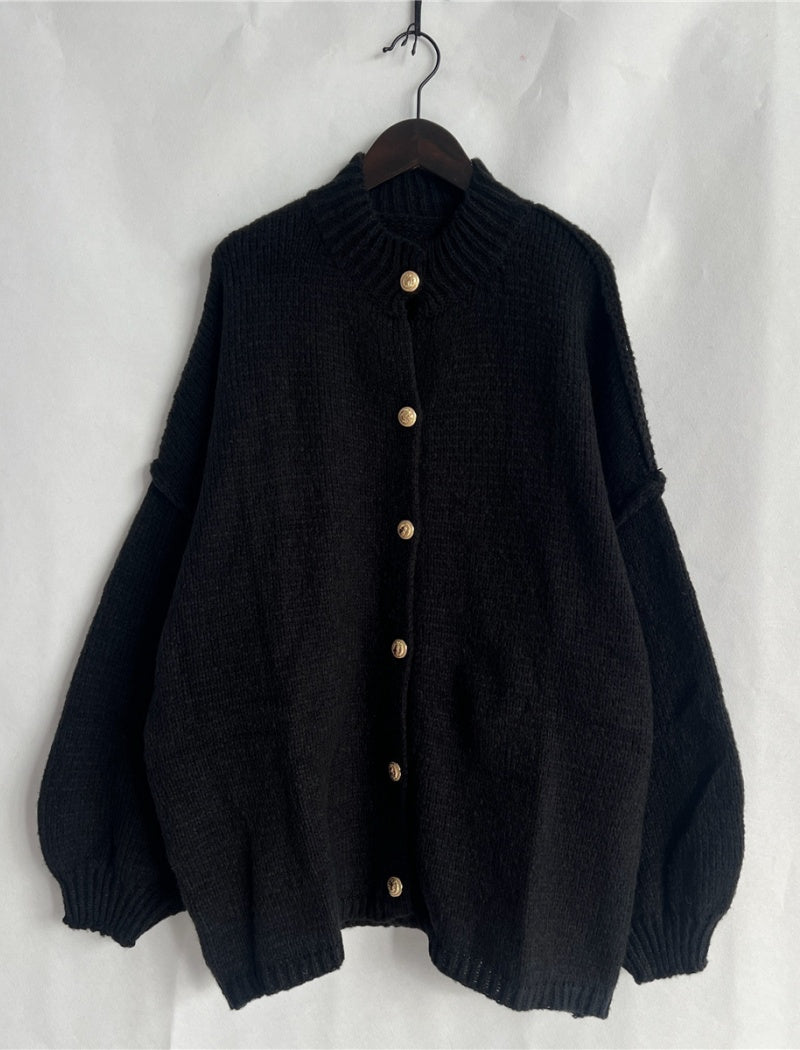Button-Up Oversized Knit Cardigan