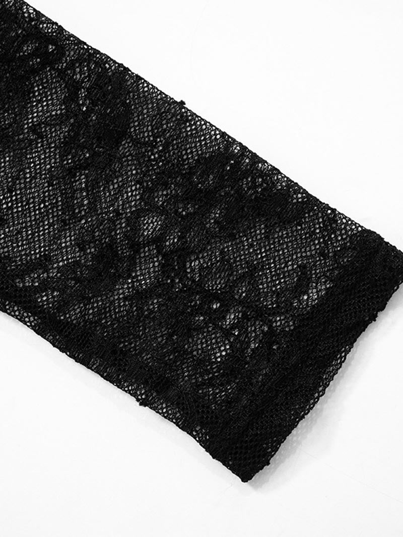 Lace Long Sleeve Ruched Mini Dress