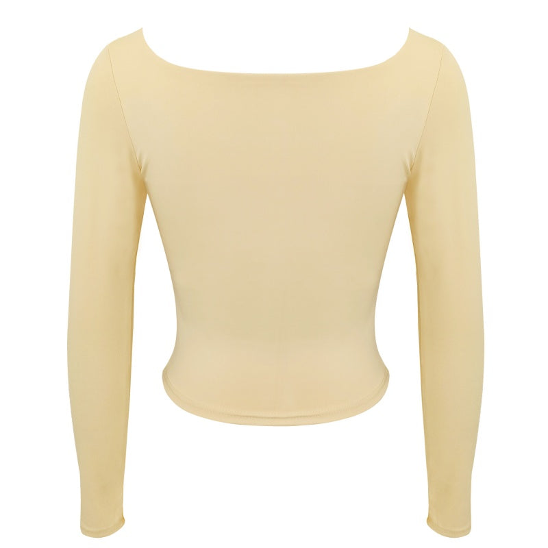 Square Neck Fitted Long Sleeve Top