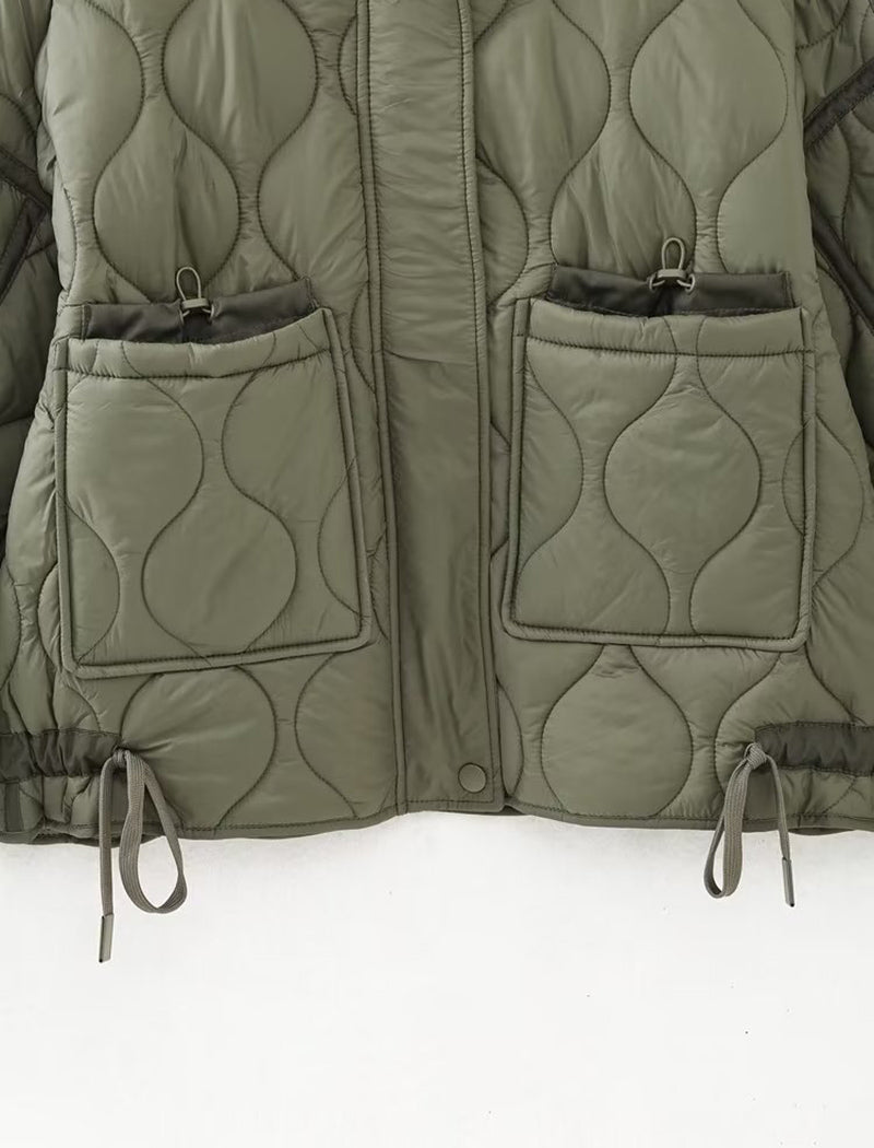 Quilted High-Collar Oversized Jacket