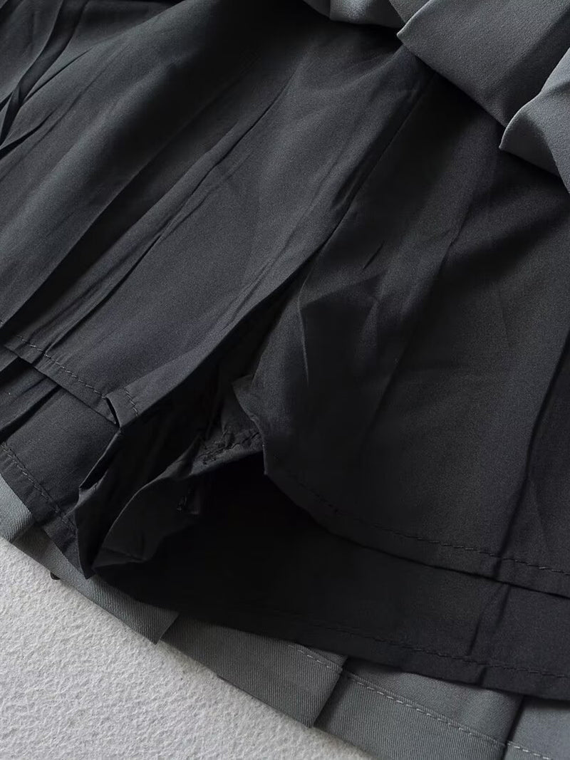 Pleated Drawstring Mini Skirt