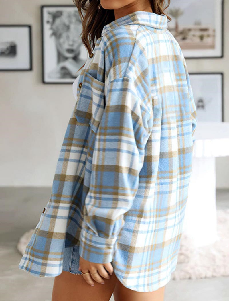 Plaid Button-Up Overshirt Jacket