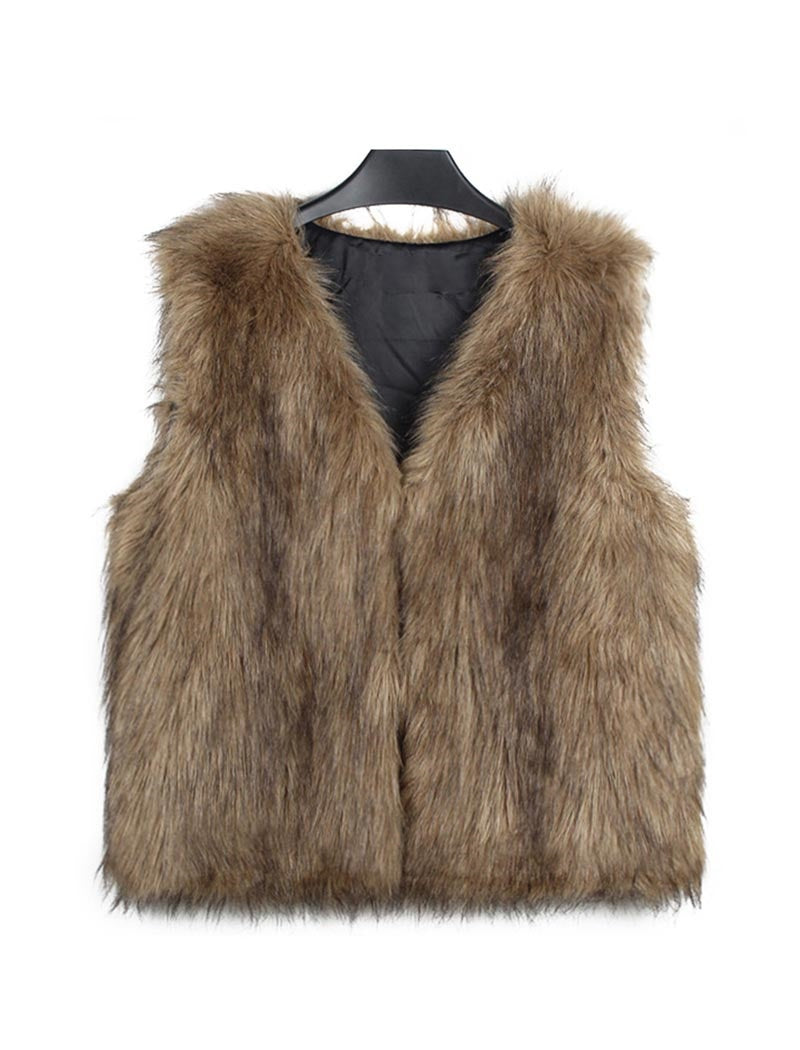 V-Neck Faux Fur Vest