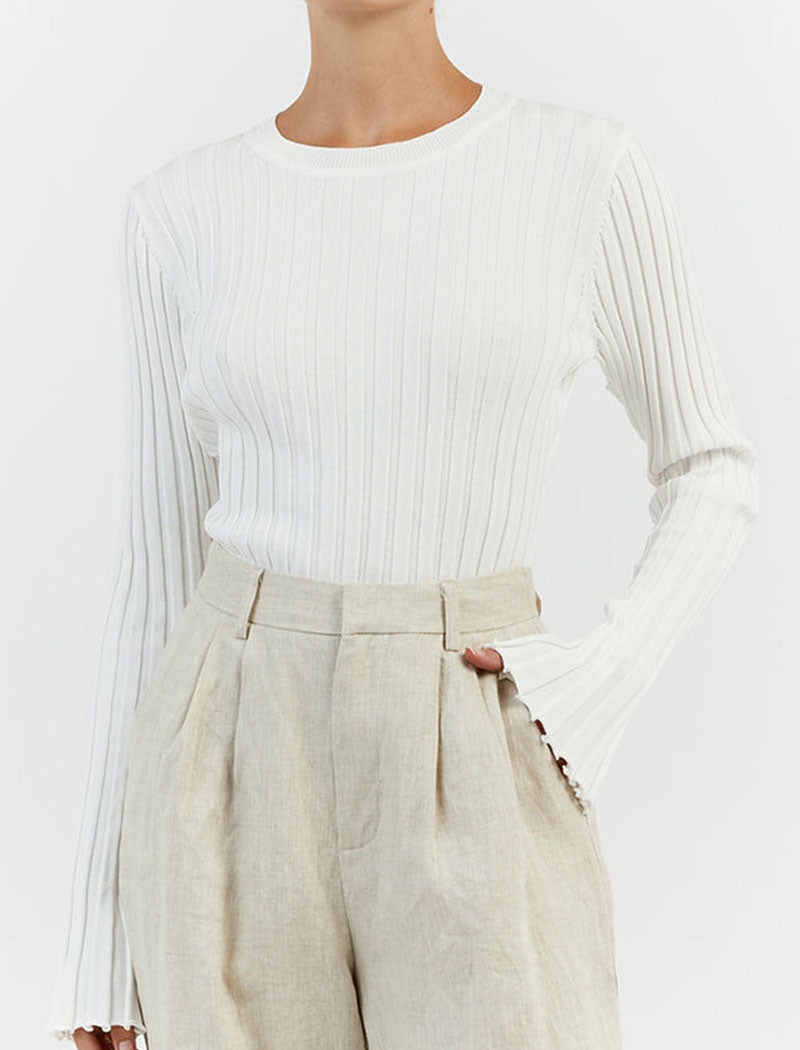 Bell Sleeve Ribbed Knit Top