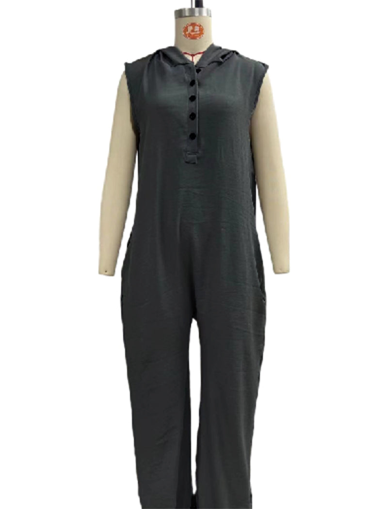 Sleeveless Button-Up Jumpsuit