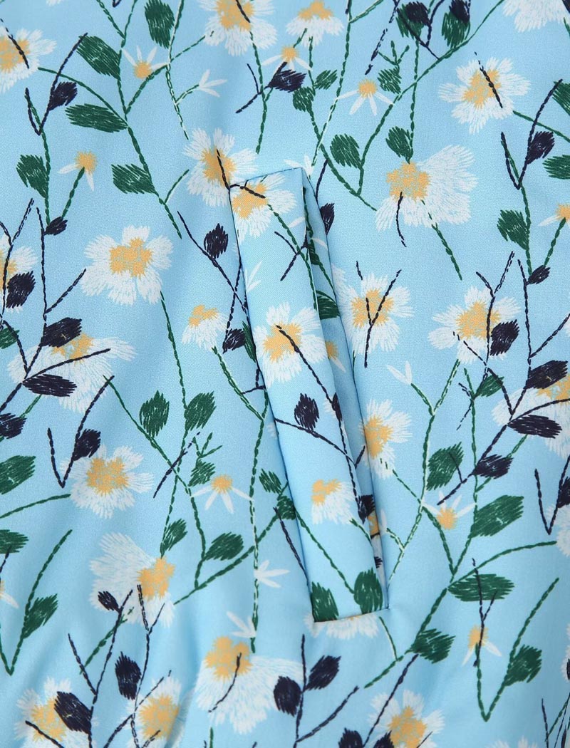 Floral Print Zipper Bomber Quilted Jacket