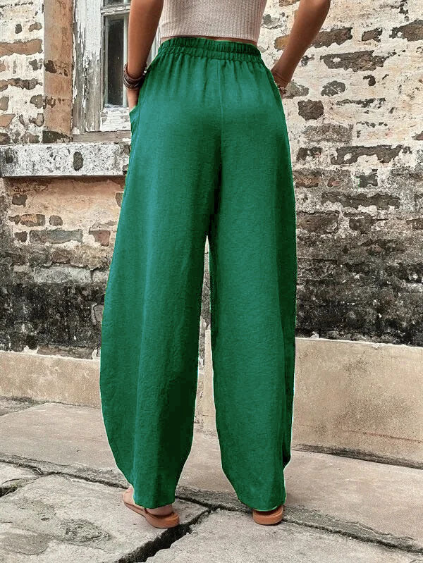 High-Waisted Wide-Leg Pockets Pants
