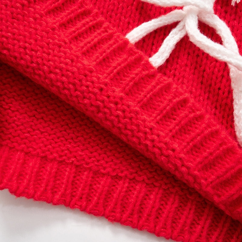Bow Embellished Oversized Knit Sweater
