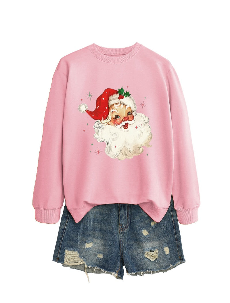 Vintage Santa Print Casual Top