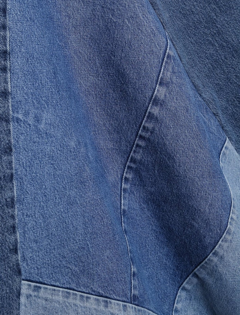 Patchwork Denim A-Line Skirt