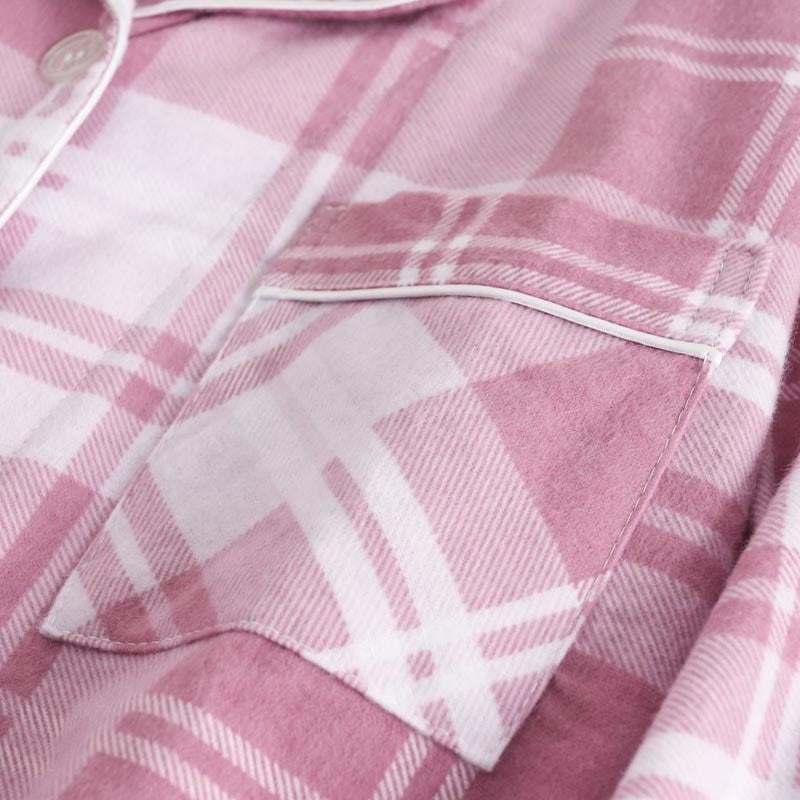 Loose Fit Plaid Long Sleeve Top and Pants Set