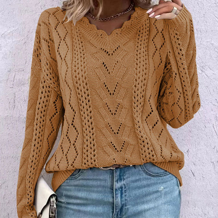 Scalloped Cable Knit Sweater