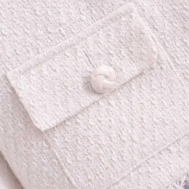 Cropped Tweed Button-Up Jacket